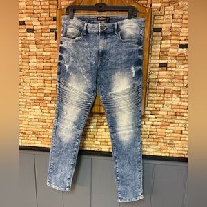 Y2K South Pole acid washed distressed skinny denim size 34x32